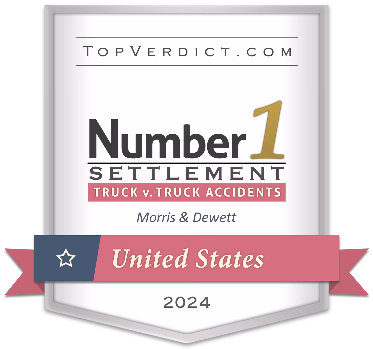 TopVerdict No. 1 truck v truck accident settlement United States 2024 -- Morris & Dewett