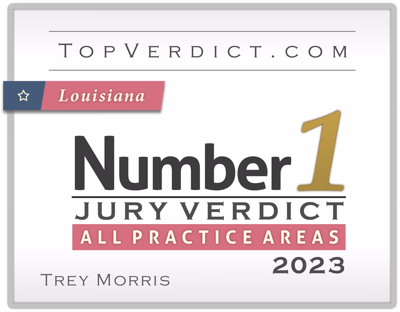 TopVerdict No. 1 All Practice Areas Verdict in Louisiana, 2023 -- Trey Morris